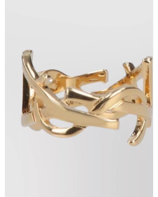 Saint Laurent Metallic Intricate Cutout Wide Band Rings