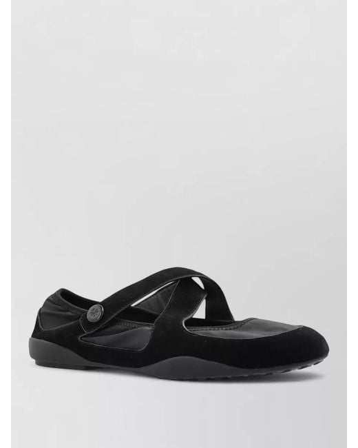 Tory Burch Black Leather Mary Jane Ballerina Flats