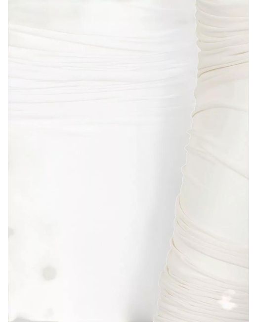 Wolford White Long Sleeve One Shoulder Ruched Body