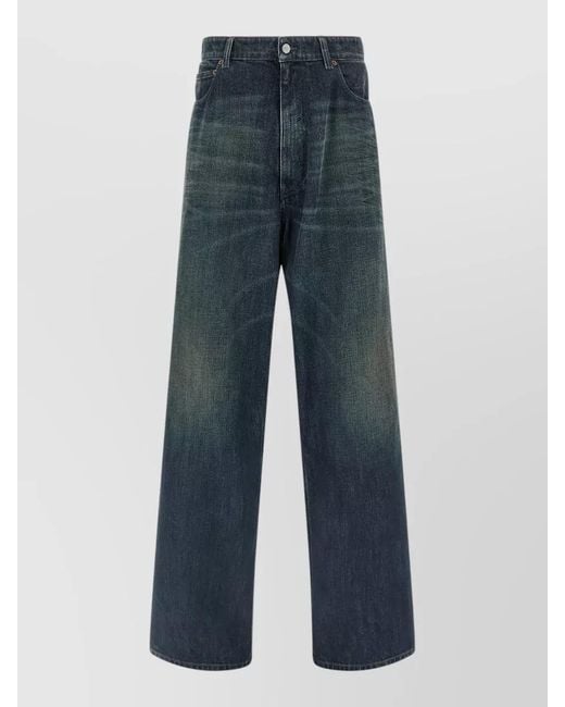 MM6 by Maison Margiela Blue Numeric Signature Wide Leg Denim Trousers for men