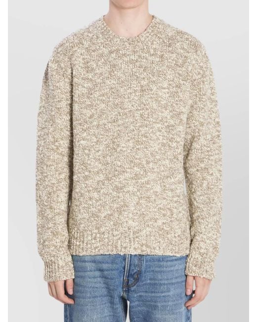 Dolce & Gabbana Natural Ribbed Trim Virgin Wool Blend Crew Neck Jumper for men