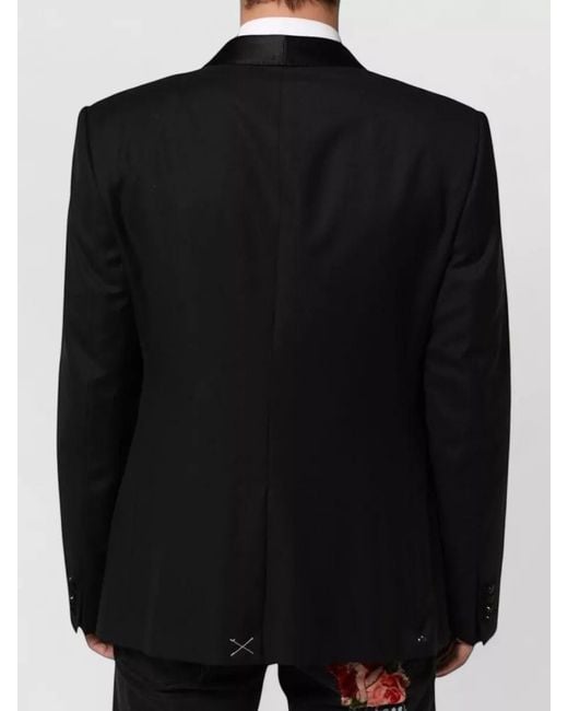 Dolce & Gabbana Black Silk Blend Single-Breasted Suit Blazer for men