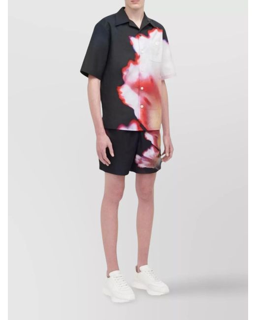 McQueen Multicolor Shirt Floral Print Chest Pocket for men