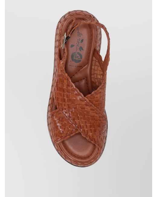 LA ROSE Brown Maui Platform Sandal Wooden Sole 89
