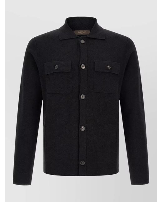 Zanone Blue Sahara Cardigan Jacket Long Sleeves Collar for men