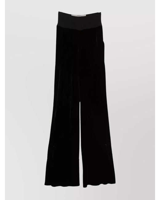 Rick Owens Black Silk Wide-Leg High-Rise Paneled Trousers