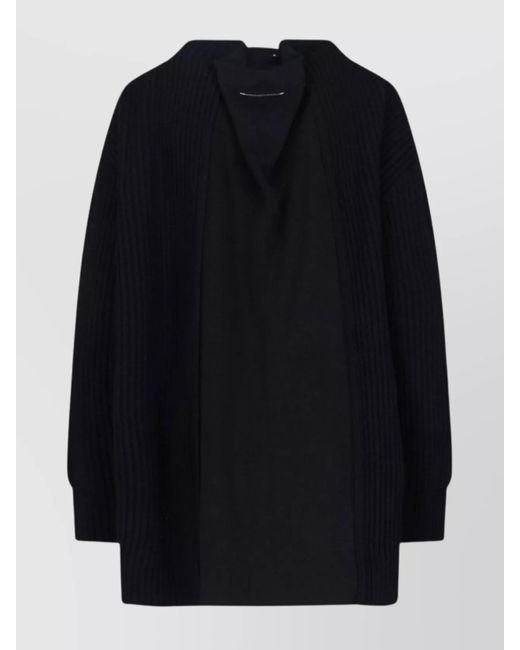MM6 by Maison Margiela Blue Oversized Wool-Blend Crewneck Cardigan