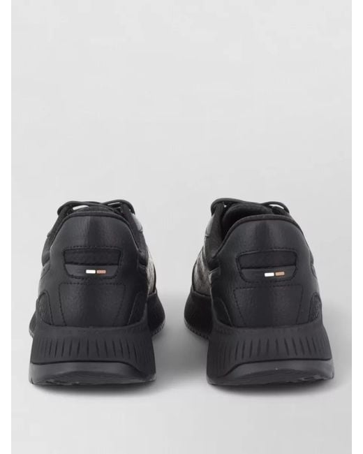 Boss Black Leather Low-Top Sneakers for men