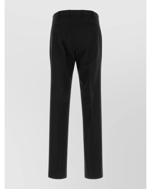 PT Torino Black Wool Mid Rise Straight Leg Tailored Trousers for men