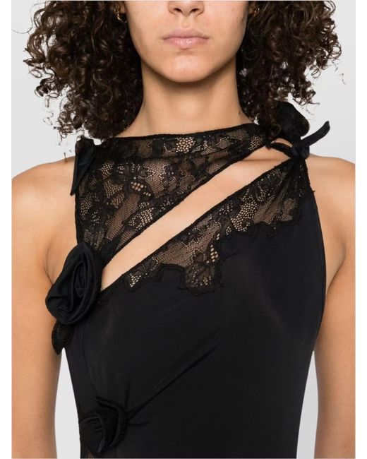 Coperni Black Asymmetric Sleeveless Midi Dress