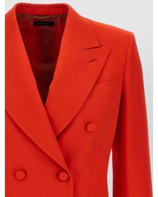 Brioni Red Flavia Blazer Peak Lapels Flap Pockets