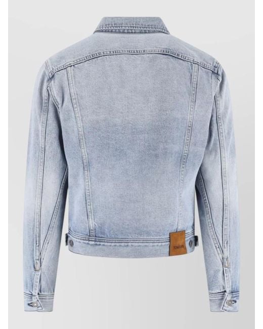 Tom Ford Blue Denim Shirt Long Sleeves Chest Pockets Cuffs for men