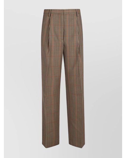 Dries Van Noten Brown Checked Wide-Leg Trousers