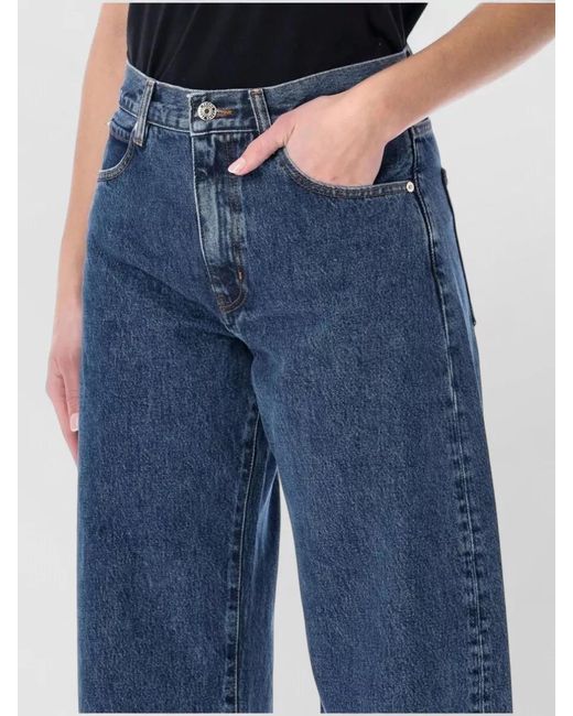 FRAME Blue Denim High-Rise Barrel-Leg Jeans