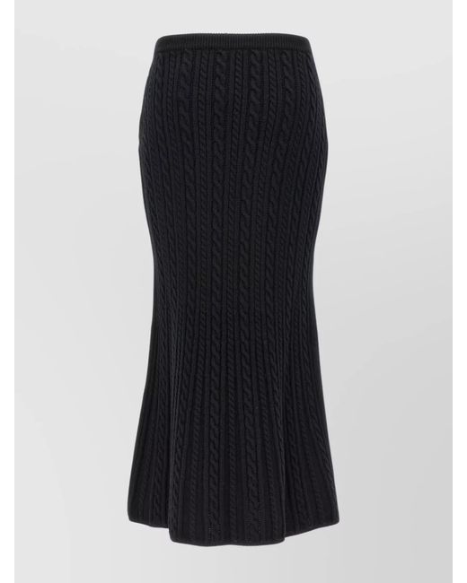Alessandra Rich Black Wool Maxi Skirt