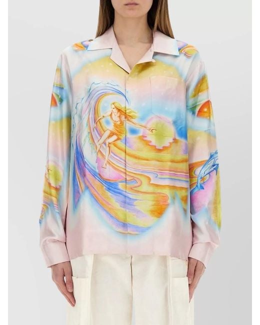 Casablanca Gray Silk Printed Shirt