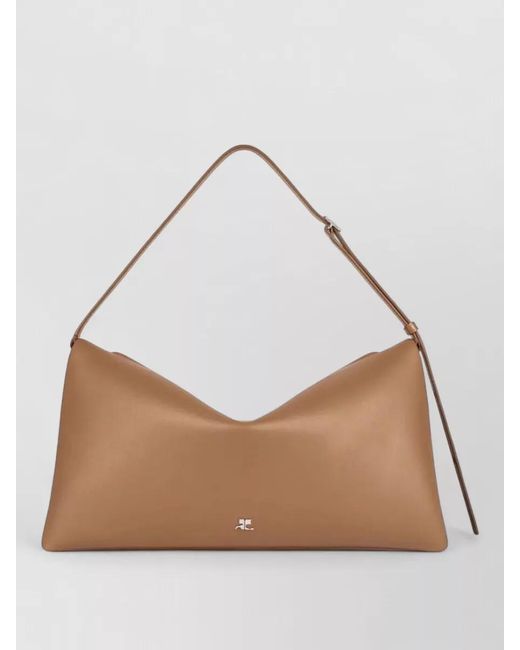 Courreges Natural Leather Shoulder Bag Cuff Design Strap