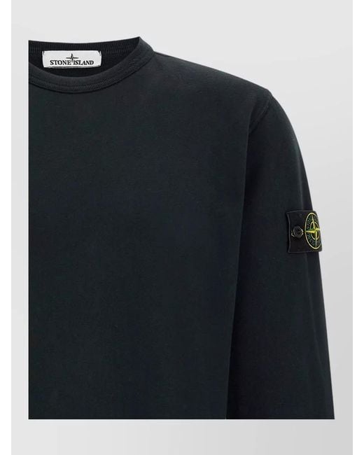 Stone Island Black Logo Badge Crew Neck Sweatshirt for men