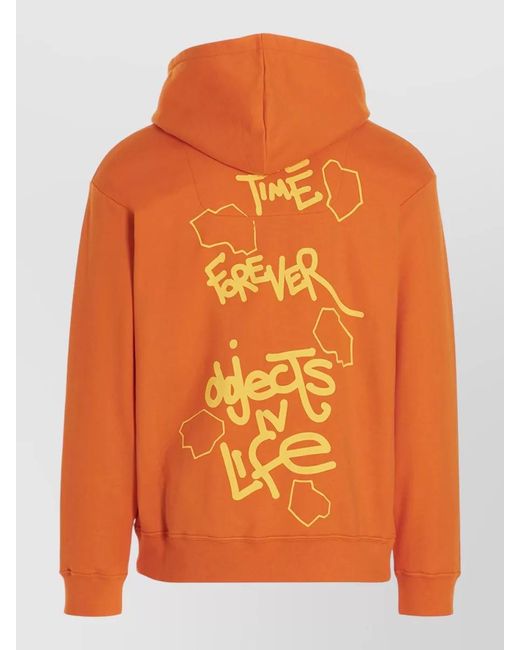 Objects IV Life Orange Continuity Graphic Hooded Sweater Front Pocket for men