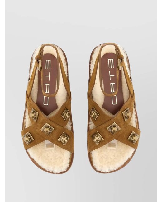 Etro Metallic Leather Sandals