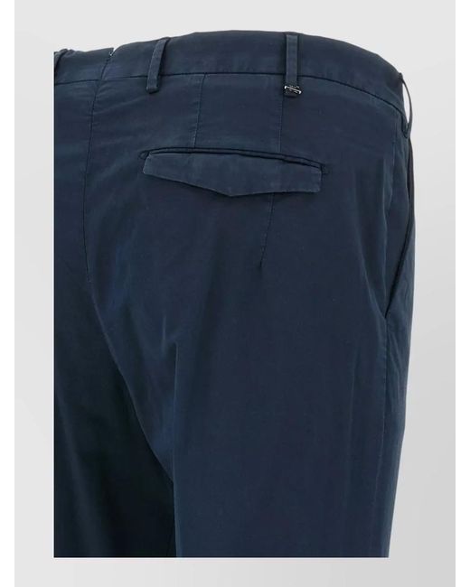 PT Torino Blue Cotton Stretch Regular-Fit Straight-Leg Trousers for men