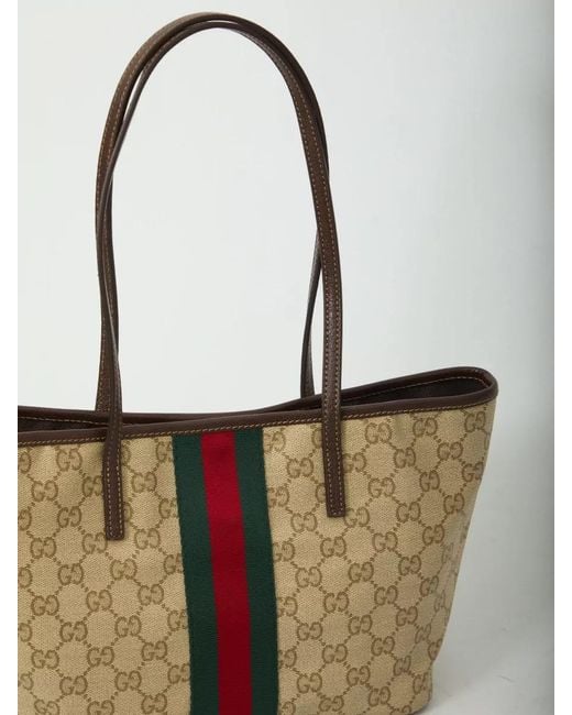 Gucci White Tribeca Small Gg Fabric Shopping Bag