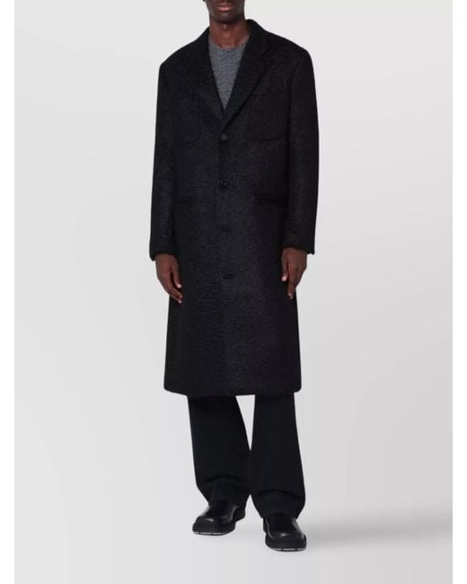 NAMACHEKO Blue Wool Coat With Notched Lapel And Pockets for men