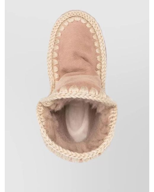 Mou Natural Sheepskin Ankle Boots