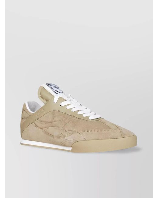 Chloé Natural Suede Paneled Low-Top Sneakers
