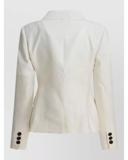 Sandbeige White Tailored Jacket Coat Back Vent Buttoned Cuffs