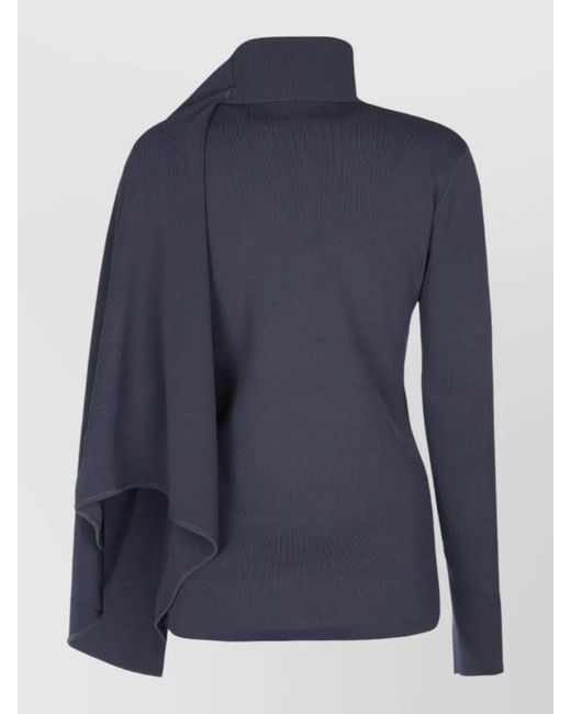 Entire studios Blue Asymmetric Wrap Sweater Long Sleeves Turtleneck