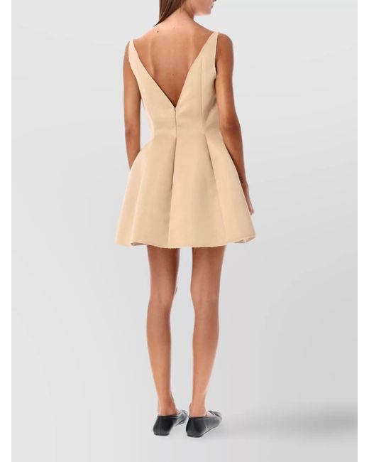 Marni Natural Duchess Satin Sleeveless V-Neck Mini Dress