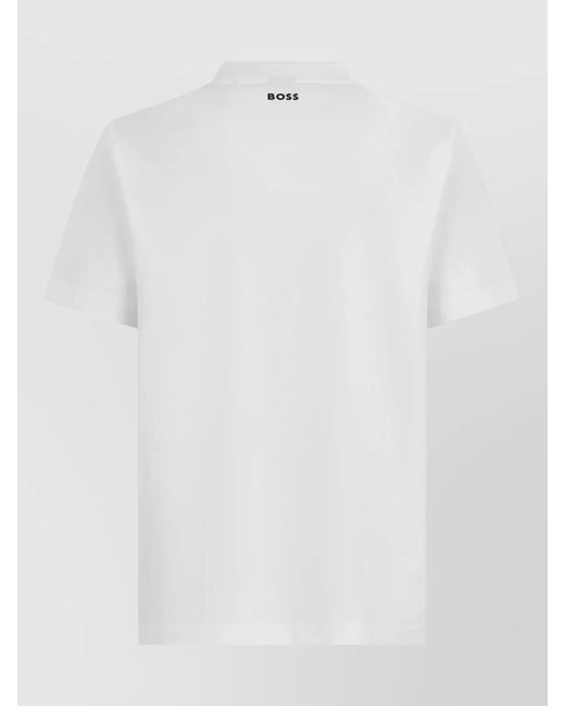 Boss White Cotton Crew Neck Short Sleeve Polo Shirt for men