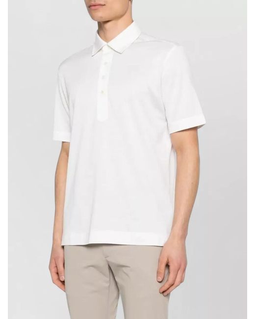 Zegna White Lux Leisurewear Short Sleeve Polo Shirt for men