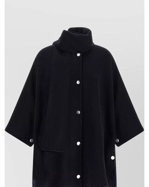 Pinko Blue Short Coat High Collar Loose Fit Pockets