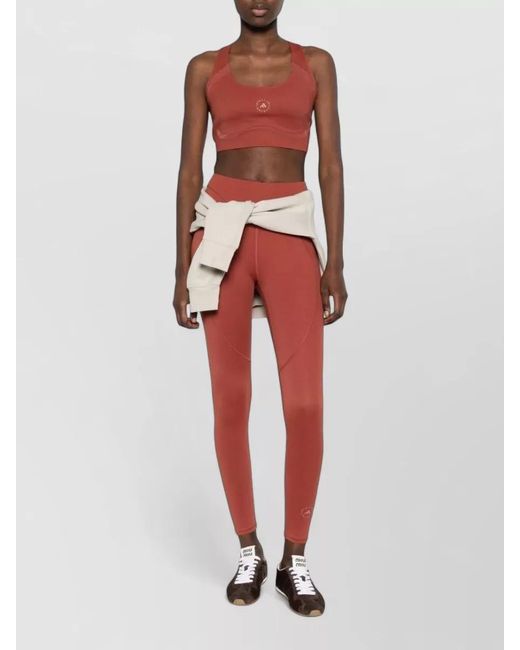 Adidas By Stella McCartney Red Seamless Scoop Neck Racerback Nylon Silk Top