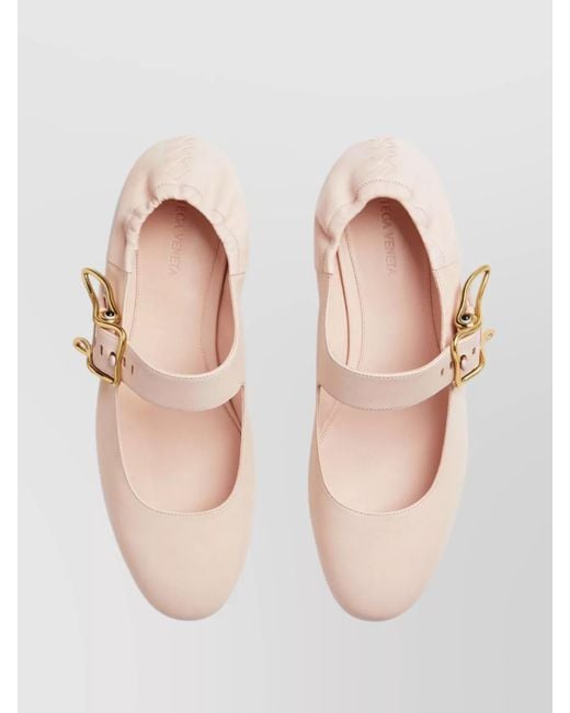 Bottega Veneta White Leather Mary-Jane Ballerina Flats
