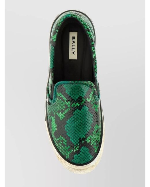 Bally Green Leather Printed Slip-On Sneakers for men