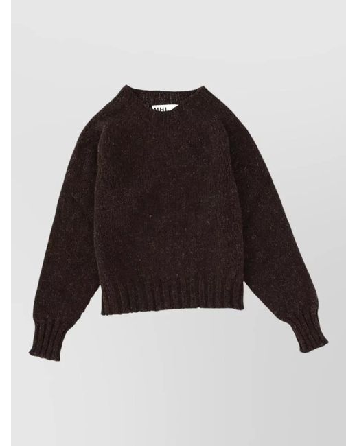 Margaret Howell Black Knit Crew Neck Sweater Mhl Logo
