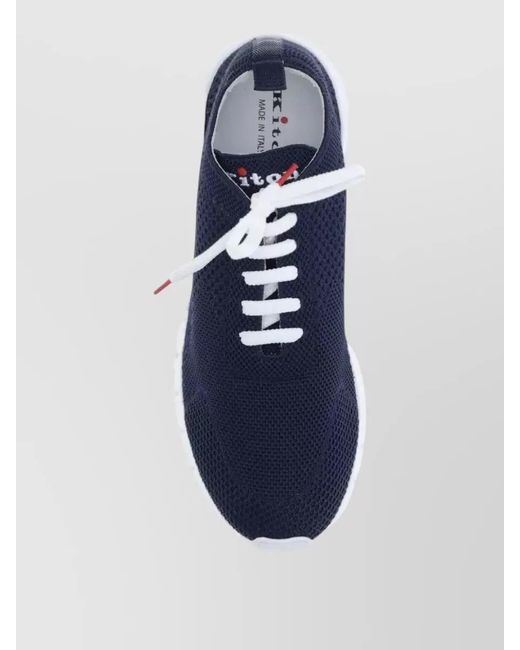 Kiton Blue Fits Knit Sneakers Round Toe Sole for men