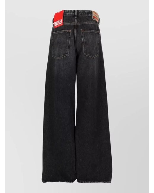 DIESEL Black Wide Leg Denim Pants Five Pocket Design for men