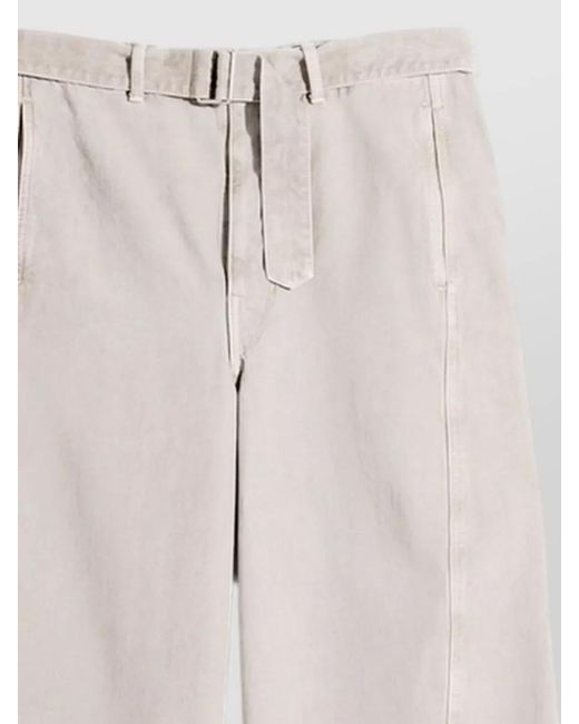 Lemaire White Wide Leg Silk Blend Trousers Belt Loops