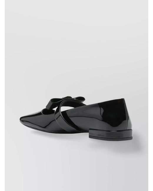 Versace Black Patent Leather Gianni Ribbon Ballerina Shoes