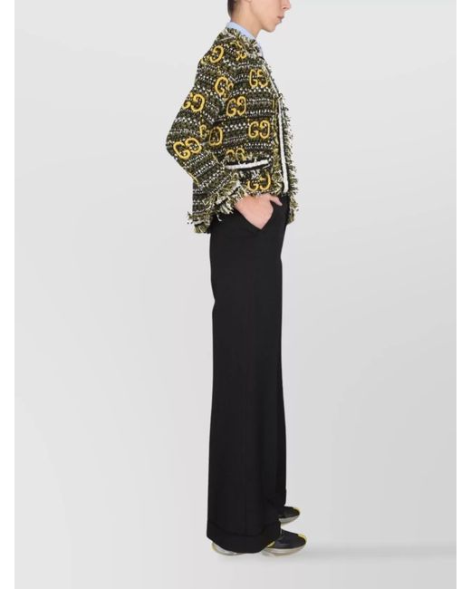 Gucci Black Wool High-Rise Wide-Leg Tailored Trousers