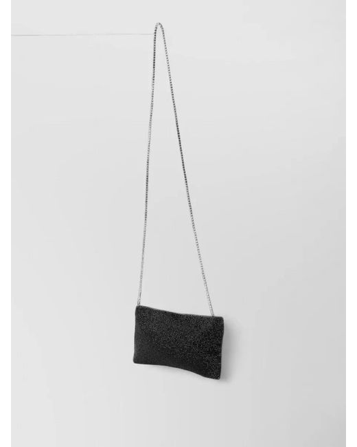 Benedetta Bruzziches White Petite Rhinestone Crossbody Bag Chain Strap