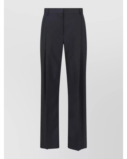 Stella McCartney Blue Tailored Trousers Belt Loops Pleats Side Pockets