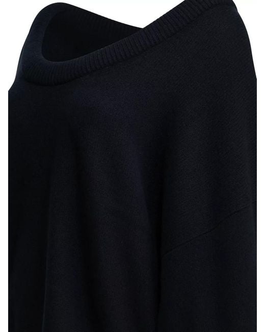 Lisa Yang Blue Cropped Knit Top Long Sleeve Relaxed