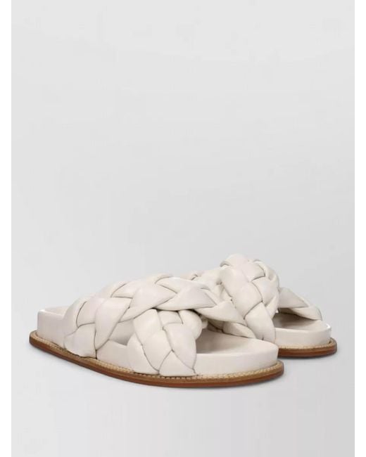 Fabiana Filippi Natural Leather Braided Slides