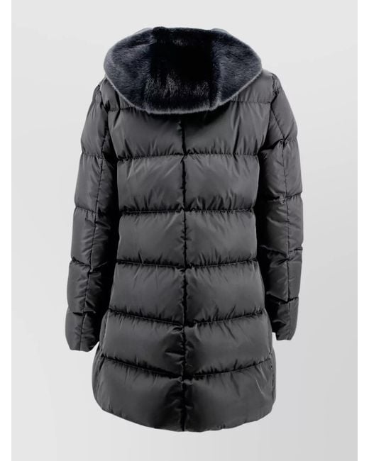Herno Black Layered Long Down Jacket