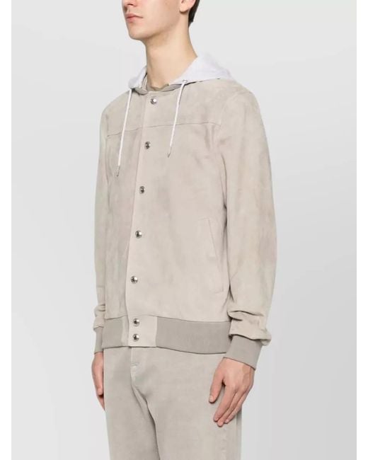 Eleventy Natural Suede Hooded Jacket for men